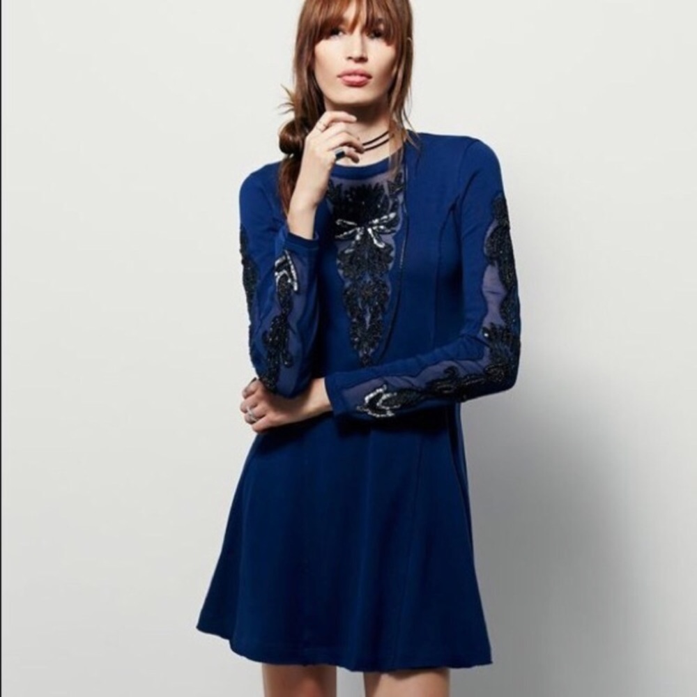 Free People Blue Long Sleeve Dress